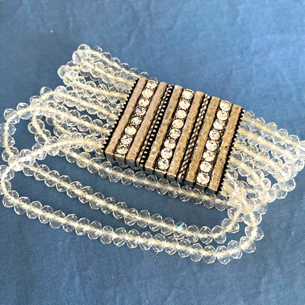 6 Strand crystal 7 inch stretch bracelet.